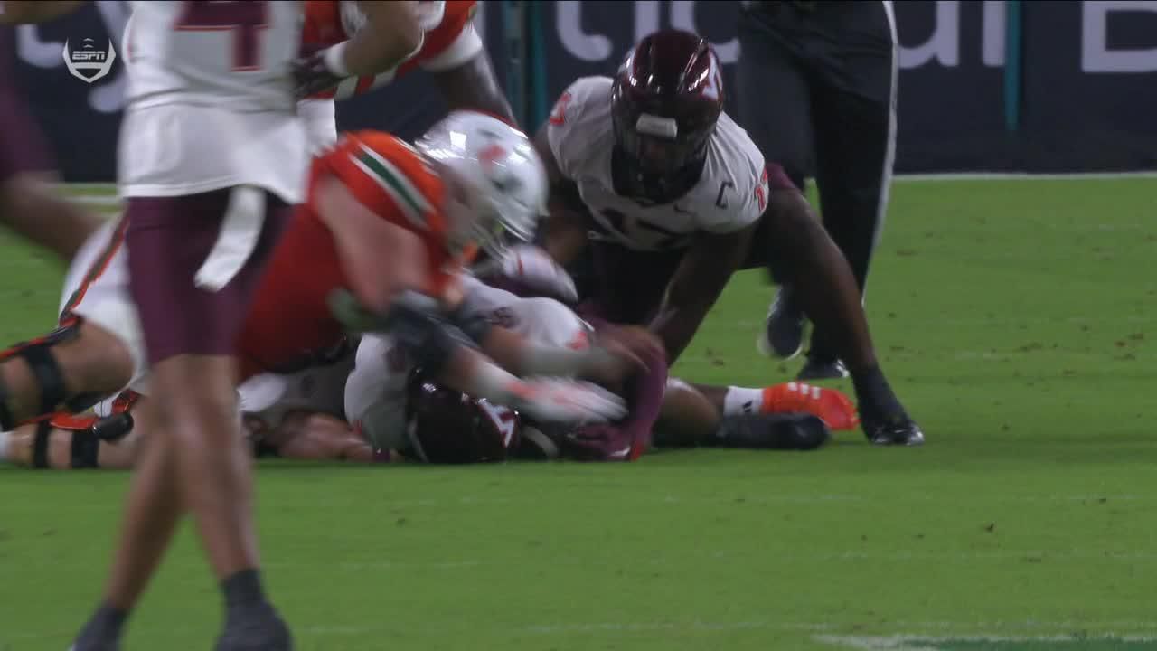 Cam Ward fumbles on Miami's opening drive