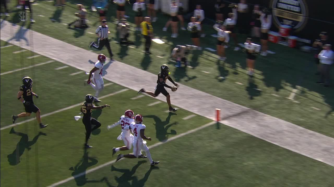 Vanderbilt goes up 13-0 on Alabama with pick-six
