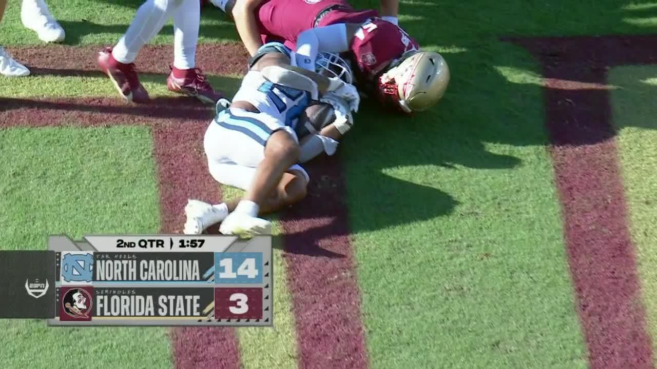 Omarion Hampton scores his 2nd rushing TD for UNC